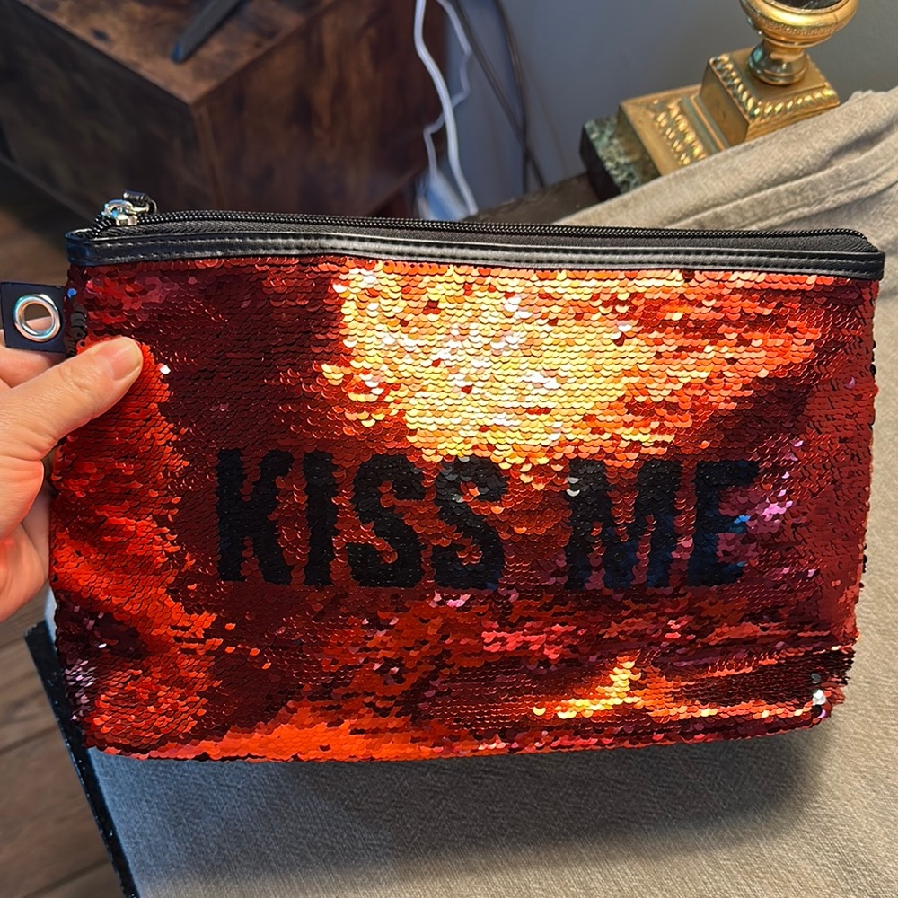 Victoria’s Secret Red Sequin 'Kiss Me' Pouch